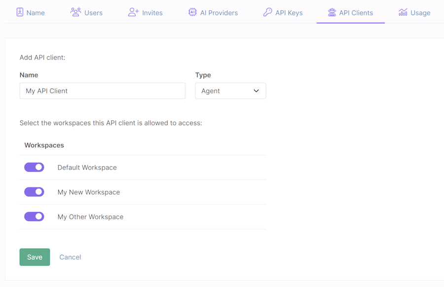 API client form