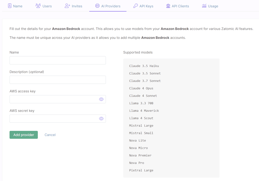 Form for Amazon Bedrock