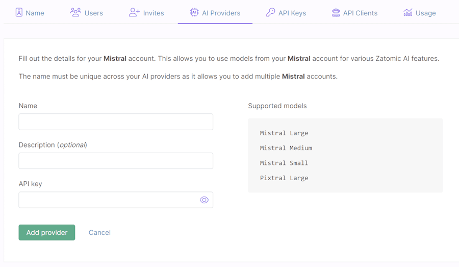 Form for Mistral