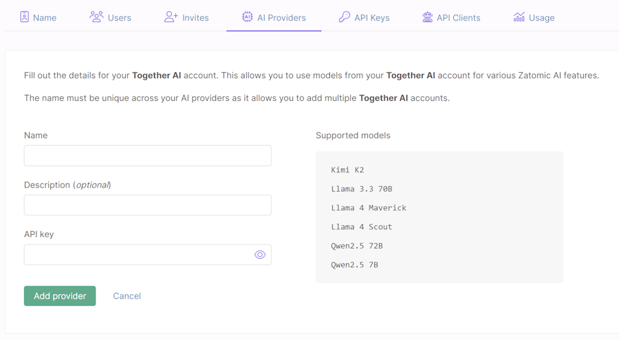 Form for Together AI