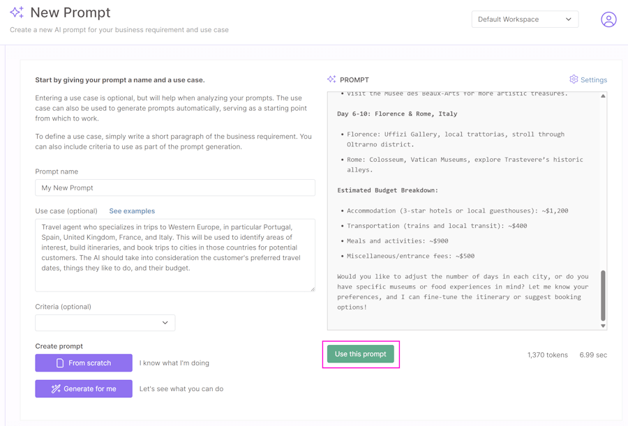 Use generated prompt