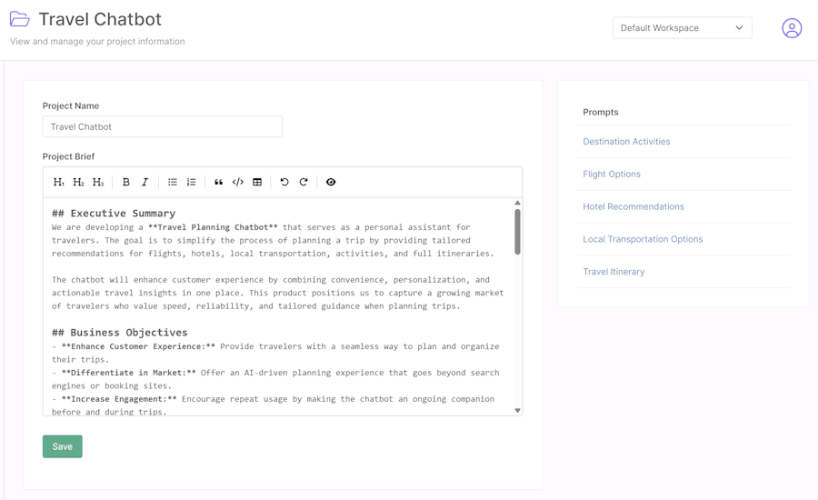 Updating the project brief