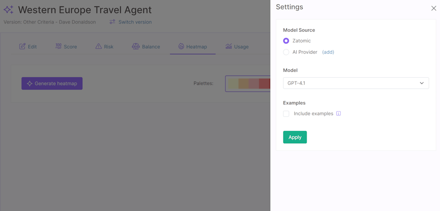Prompt heatmap settings