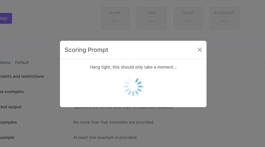 Prompt scoring modal