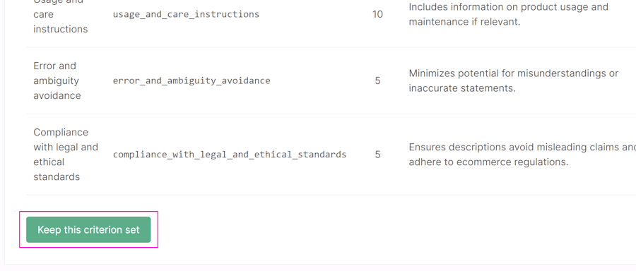 Keep additional criteria