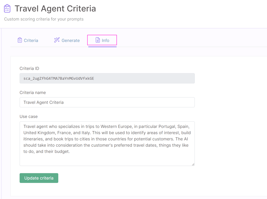 Update use case for scoring criteria