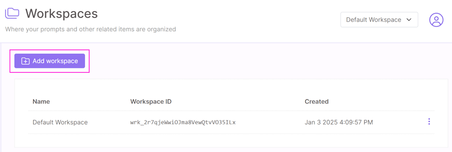 Add workspace button